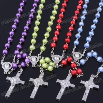 Red rosary beads necklace