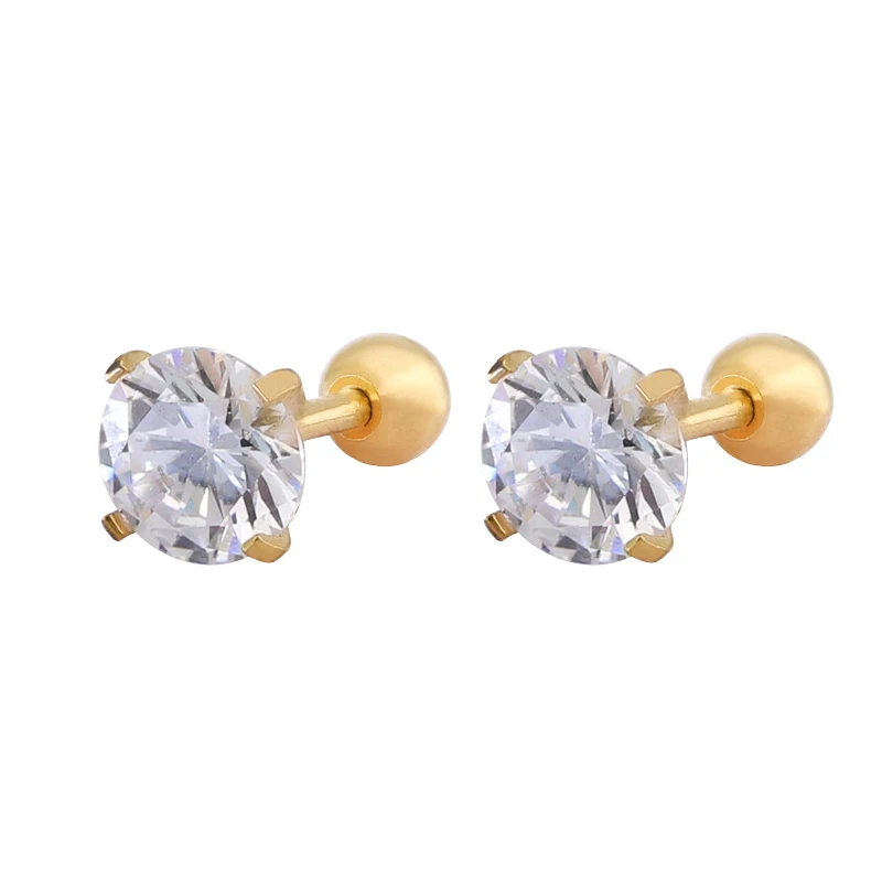 日本和韩国时尚不锈钢软骨耳环耳钉aaa立方氧化锆金球螺丝背耳环珠宝 Buy 螺旋式耳环 不锈钢耳钉 软骨耳环product On Alibaba Com