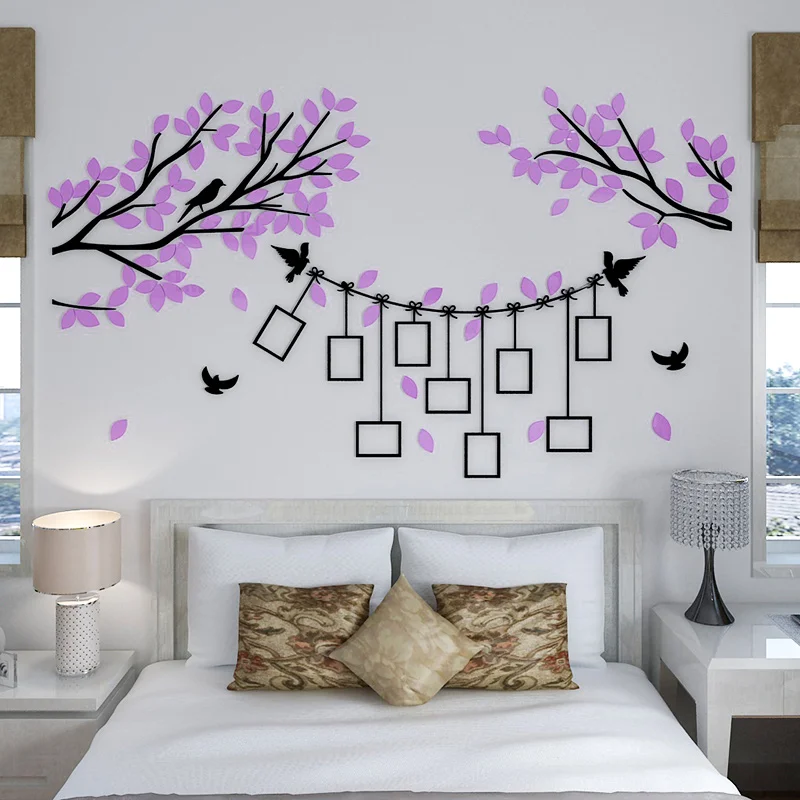 3d DIY Photo Frame Tree Wall Sticker Living Room Bedroom Sofa Backdrop TV Wall Acrylic Stickers