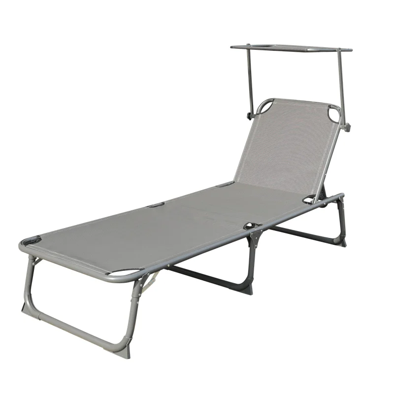 Heavy Duty Outdoor Folding Chaise Lounge Chair Portable Reclining Beach 