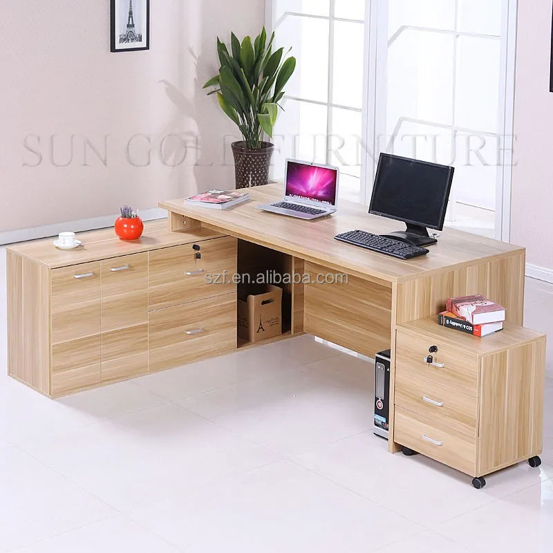 Simple Design White Modern Wooden Office Table Steel Frame Computer Table for Manager Desk