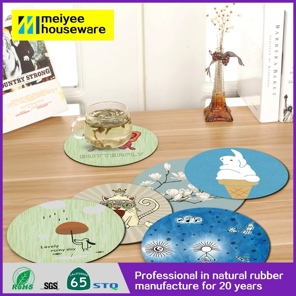 Превосходный материал в китайском стиле, набор водонепроницаемых подставок из натурального каучука с индивидуальным принтом