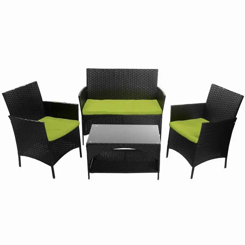 4 piece rattan sofa set with cushions