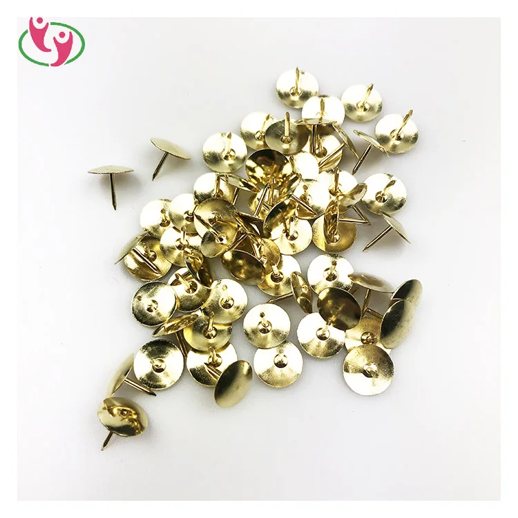 
Офисные поставки, пластиковая коробка, упакованная прочная металлическая кнопочная булавка золотого цвета 