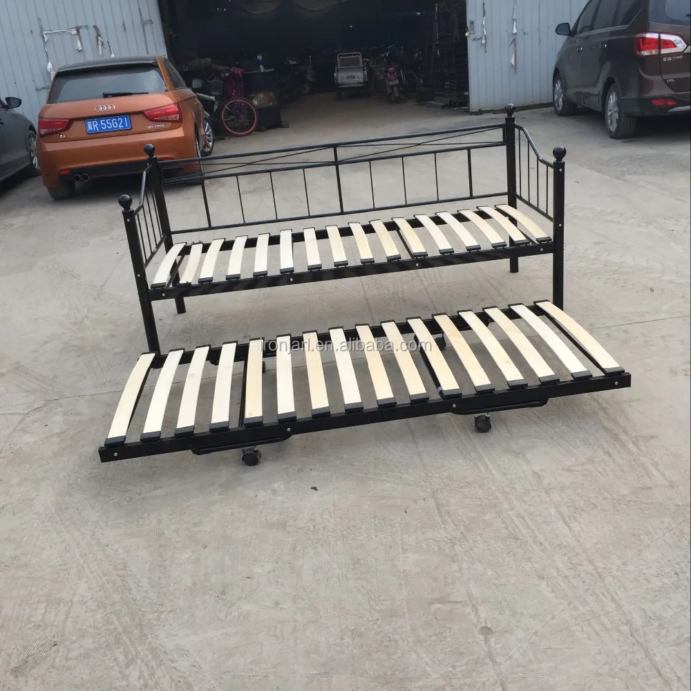 Modern Cheap Metal Frame Wrought Iron Sofa Day Bed With Trundle Bed Y