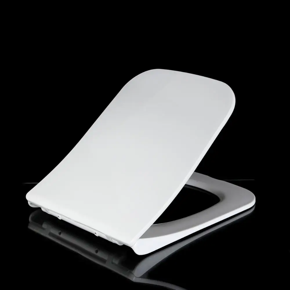 QQ Hinge Squared Shape Soft Closing Mechanism Thin Toilet Seat Cover Lid