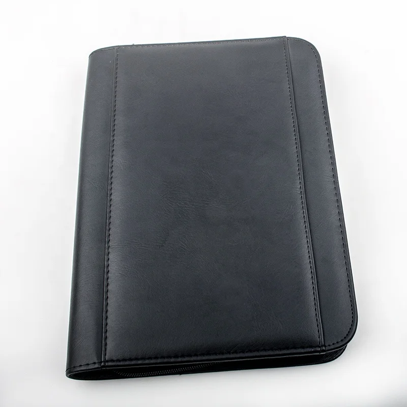 Портфель из искусственной кожи, деловая папка-портфель с калькулятором и блокнотом для письма, профессиональный портфель A4 на молнии