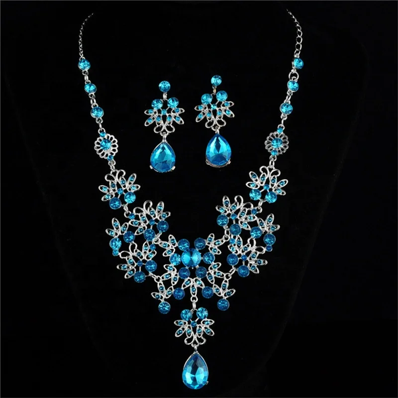 Korean Beautiful Ruby Diamond Newest Bridal Jewelry Set Red