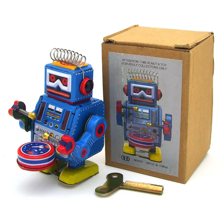 Decorations Robot Band Drummer Windup Tin Toy Gift Craft