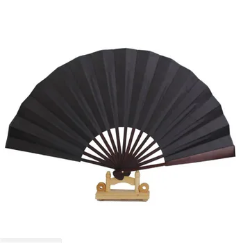 new design black customized logo custom wood hand fan
