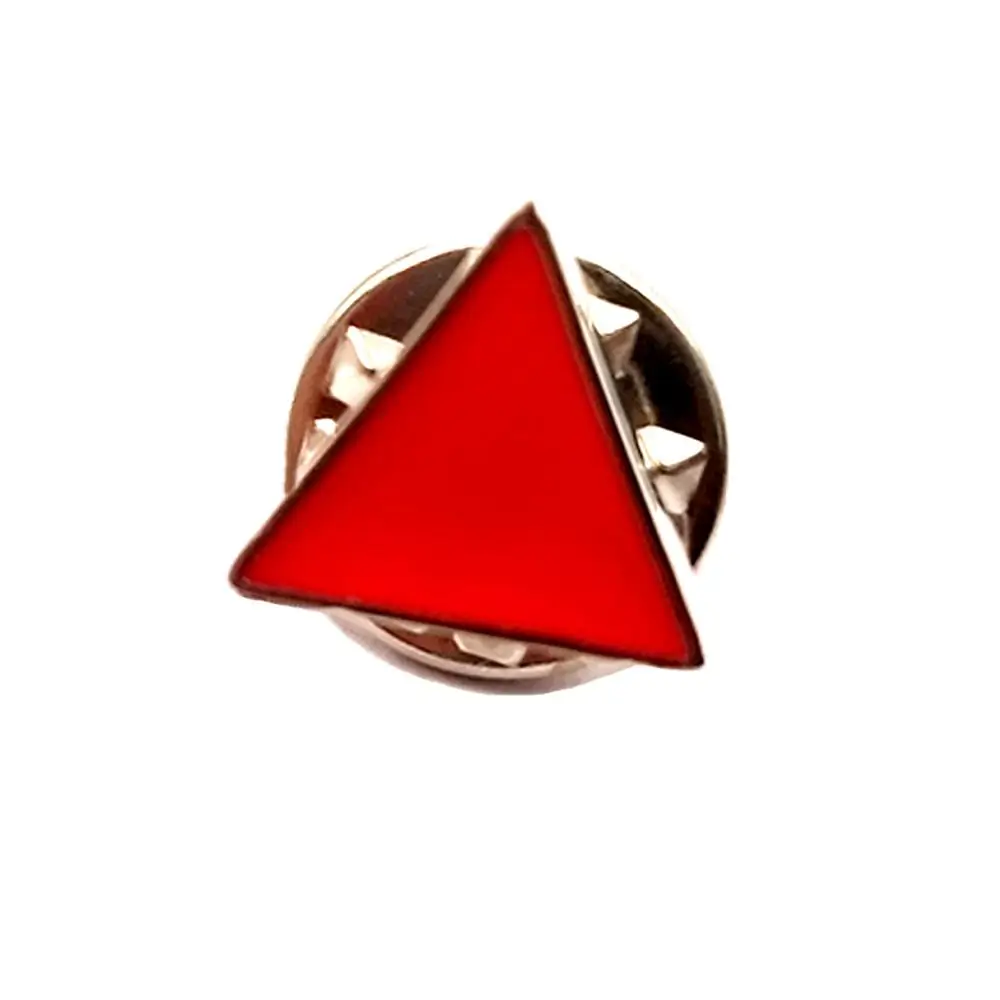 Custom red enamel triangle lapel pin Alibaba