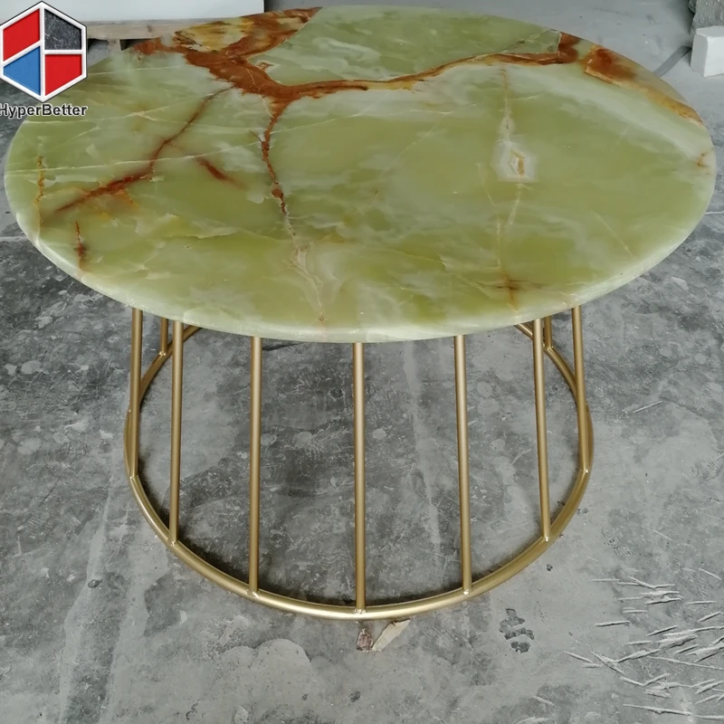 Wholesale 90cm round green onyx modern coffee dining table