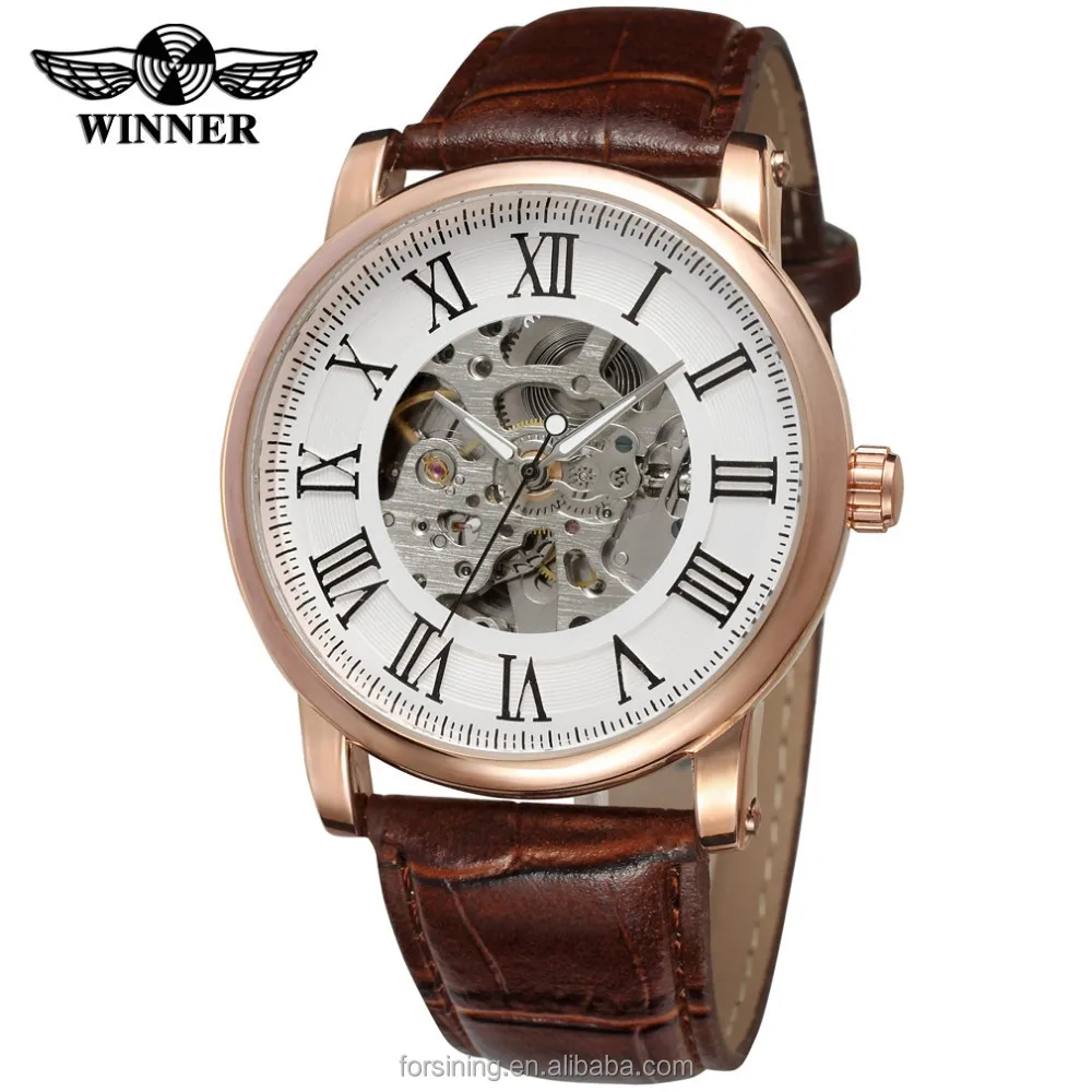Elegant Men's Rose Gold Skeleton Watch