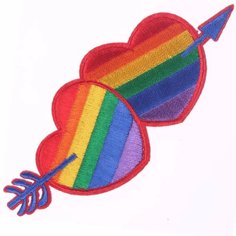 High Quality 3D Custom Embroidered LGBT Rainbow Patches Iron-On Applique for Pride Clothing