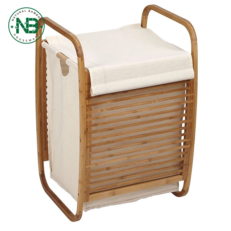 Compact Bamboo Laundry Hamper Basket