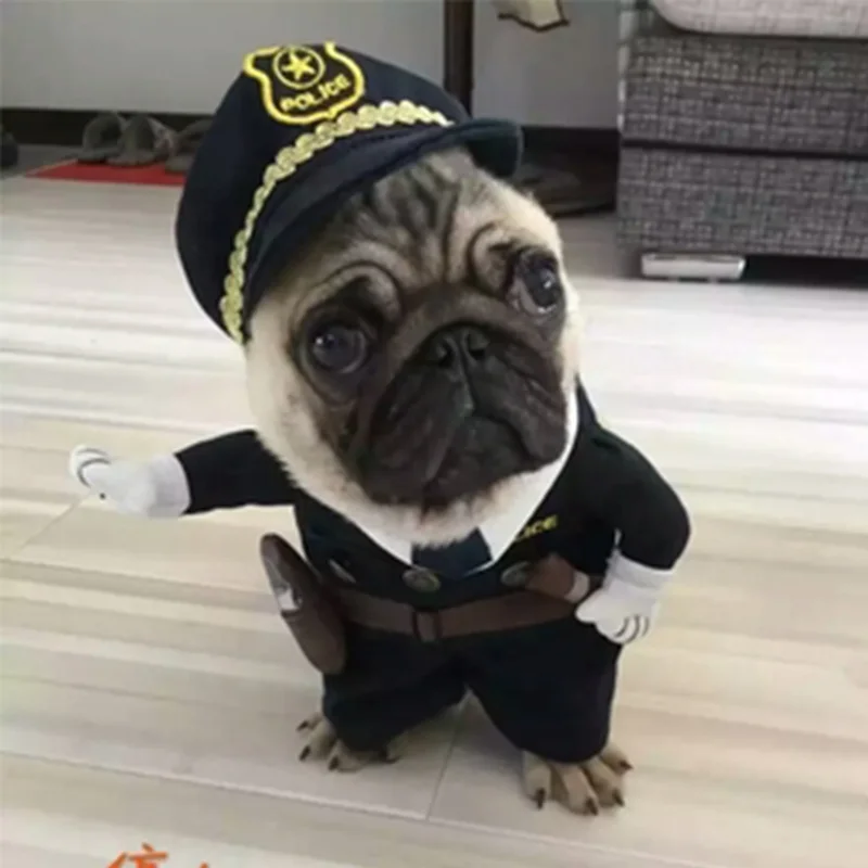 Funny Dog Cat Police Costume Clothes Pet Fashion Trends