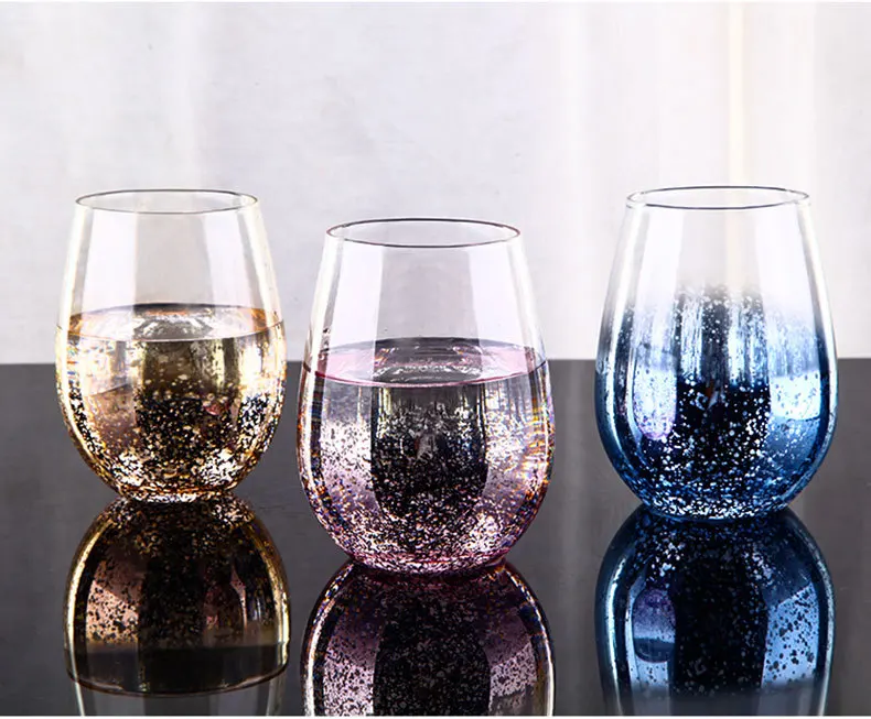 Crystal Clear Colored Stemless Wine Glasses Wine Starry Sky Themed Premium  Glass Shiny Drinking Glassware Tumblers for Water Juice Beer - China  Beverage Tumbler and Glass Cup price