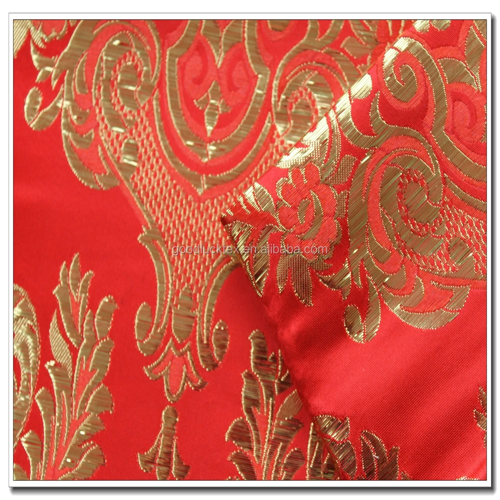 Жаккардовая жаккардовая парча saree с красной золотой металлической окантовкой из полиэстера и нейлона