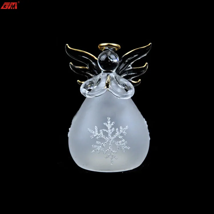 Wholesale decorative led light angel glass angel ornament transparent figurine christmas supplier