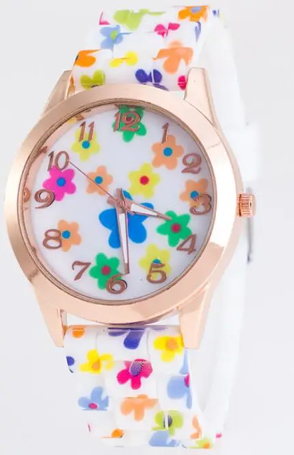 
 Лидер продаж Amazon, женские шикарные спортивные аналоговые кварцевые наручные часы с силиконовым ремешком в цветочном стиле  