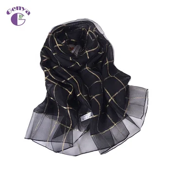 Genya New high quality silk scarves lady long soft scarf