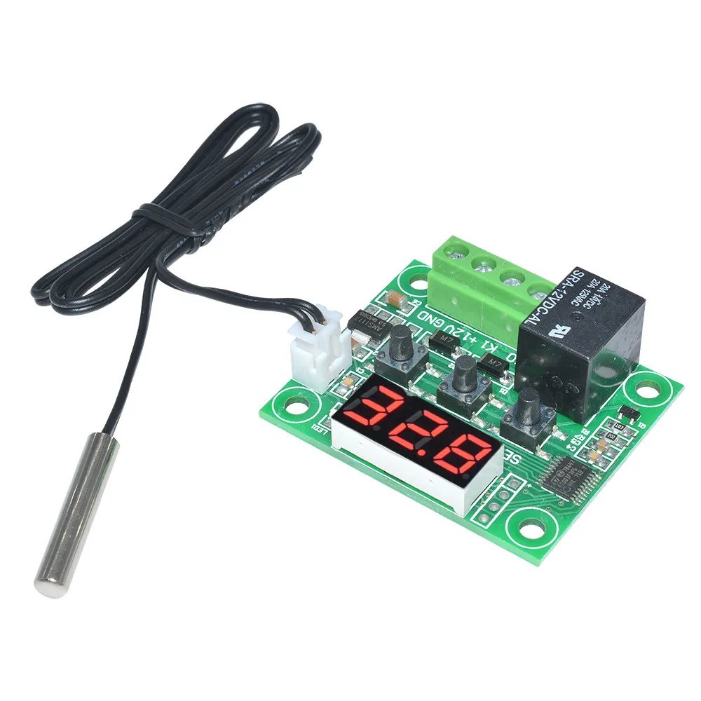 W1209 DC 12V Red LED W1209 Digital Thermostat Temperature Control  Thermometer Module NTC Waterproof Sensor Wire