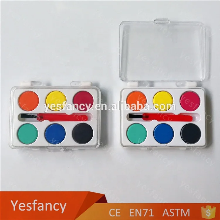 Мини 6 видов цветов водными красками с кистью акварельные