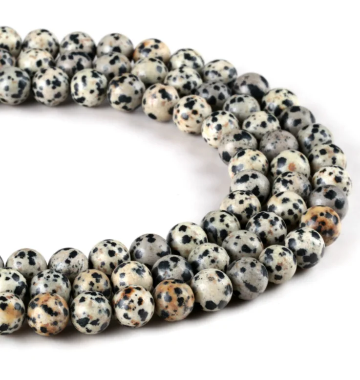 natural dalmatian jasper gemstone smooth round loose beads for