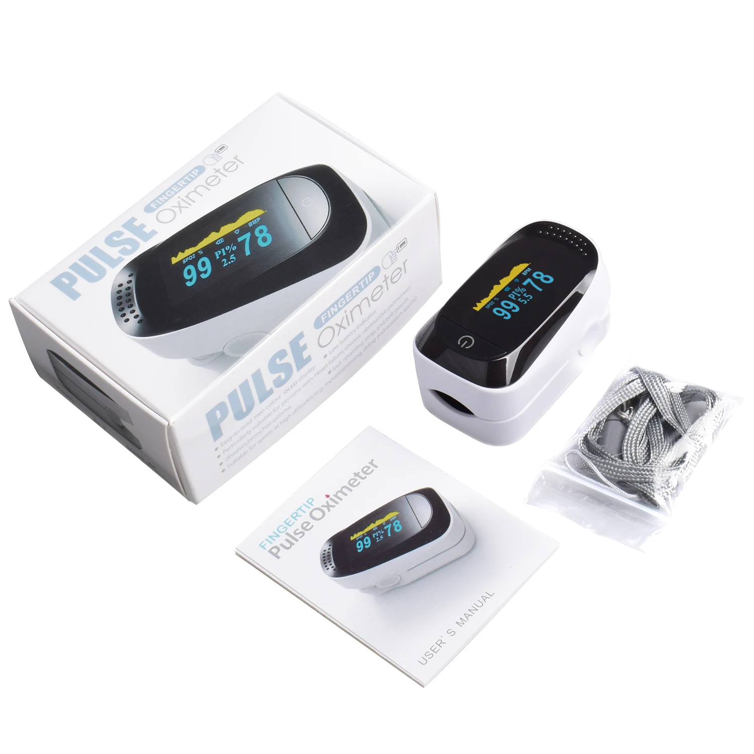 new oled digital display finger pulse oximeter with 8
