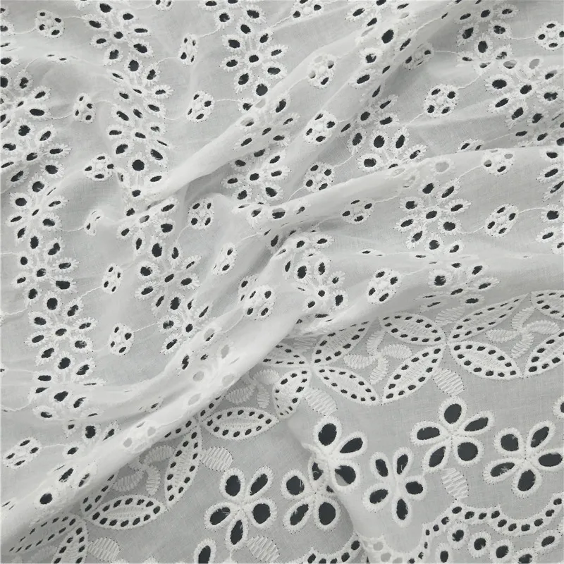 100% хлопок 60s Вуаль Вышитые хлопковые люверсы кружевная ткань