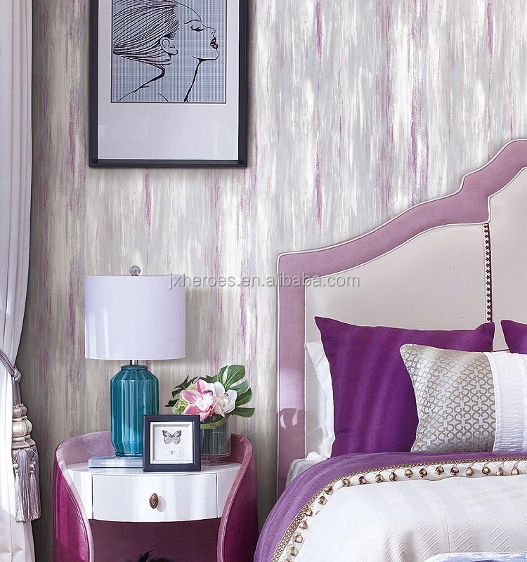 Abstract Vertical Stripe Oil Painting Style Bedroom PVC Wallpaper