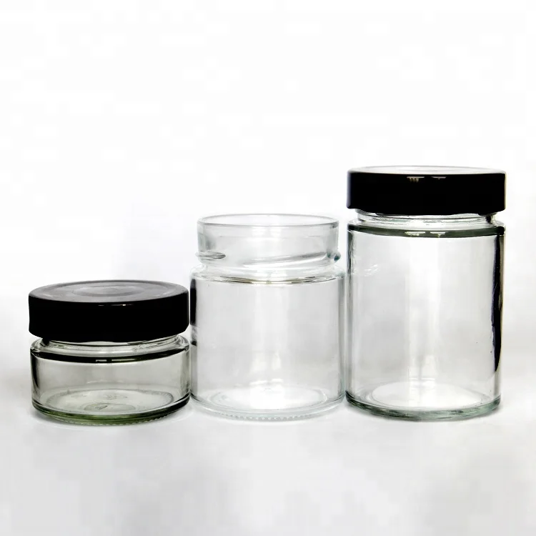 Ergo Glass Straight Sided Jars 106ml 212ml 314ml Round Sizes with Lids for Honey and Jelly