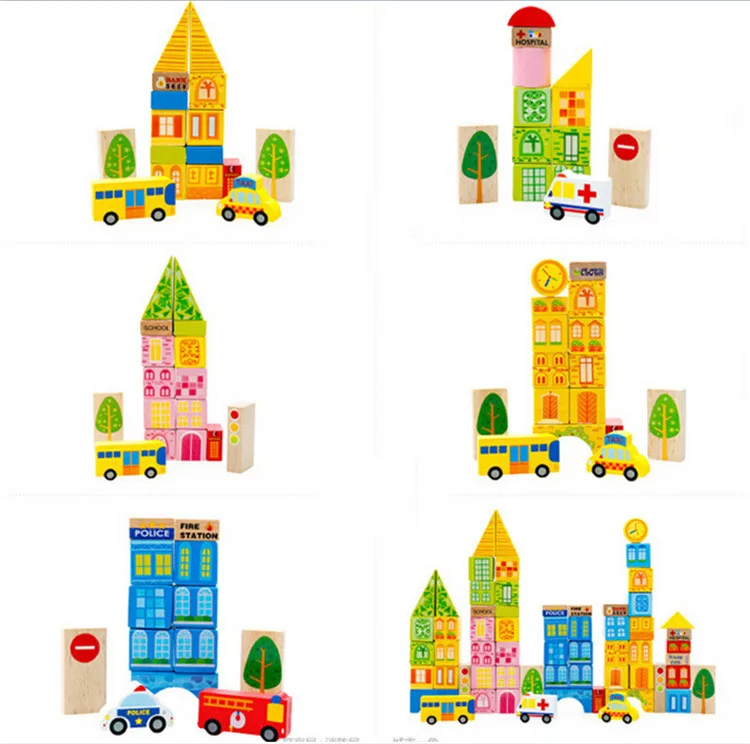 FQ бренд оптовые хит продаж просвещение 100 шт. городской трафика сцена мини деревянные магнитные