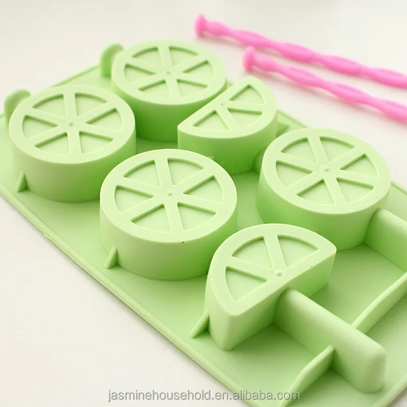 Silicone Ice Cube Popsicle Molds with Sticks  Whisky Lemon Shape Silicone Ice Cube Tray with PP Sticks