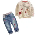 Flower Kids Baby Girls Clothing Sweater Blouse Jeans Pants suit Cartoon Outfit