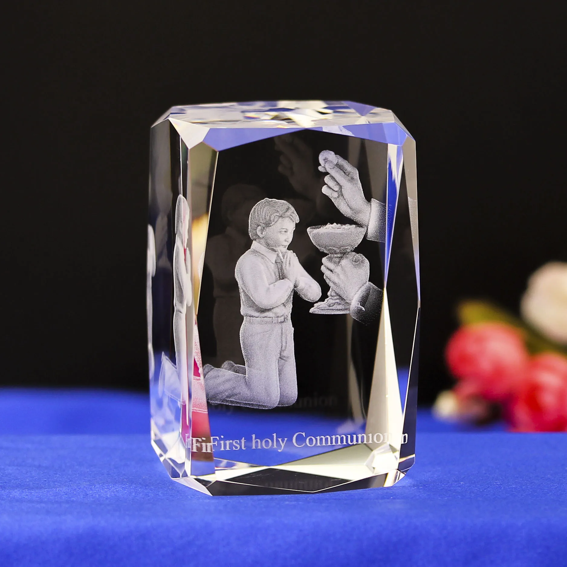 Customized 3D laser crystal block religious gifts supplier