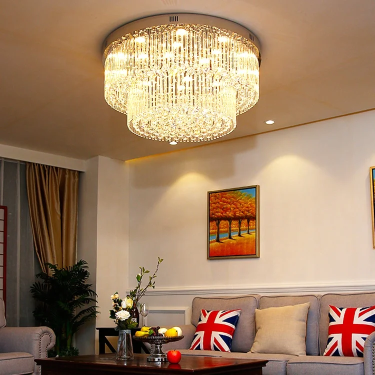 LED Surface Mounted Modern Ceiling Lighting Crystal Ceiling Chandelier Round Ceiling Lights for Villa Hotel