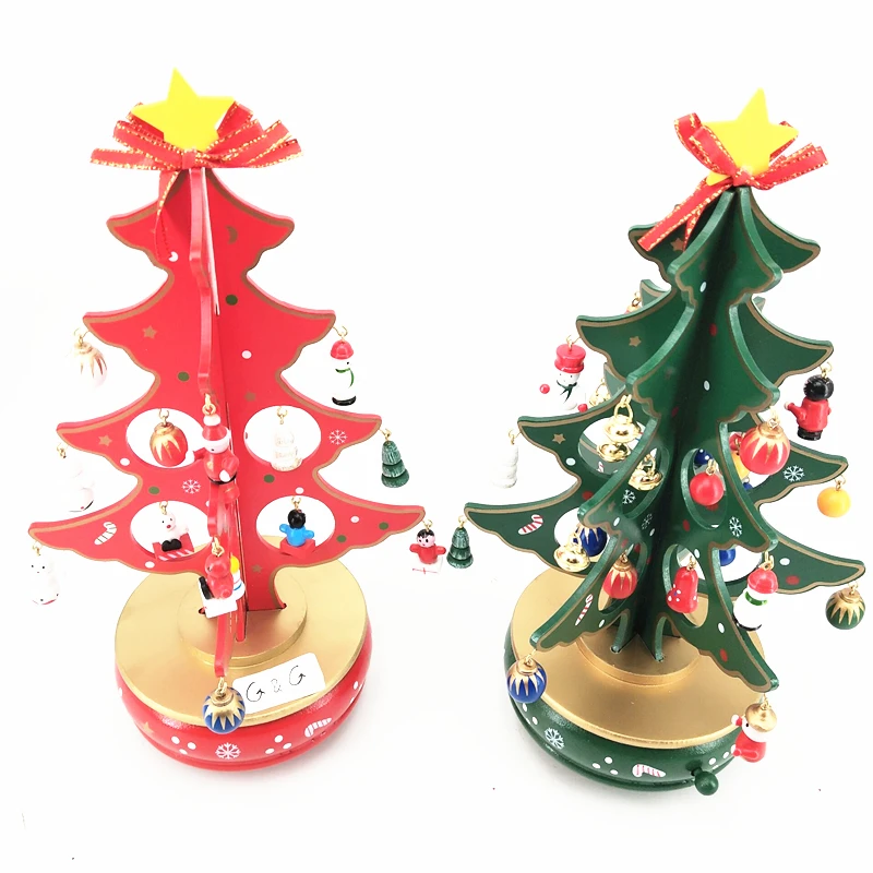 Custom DIY Green Christmas Tree Wind up Music Box for Christmas Gifts