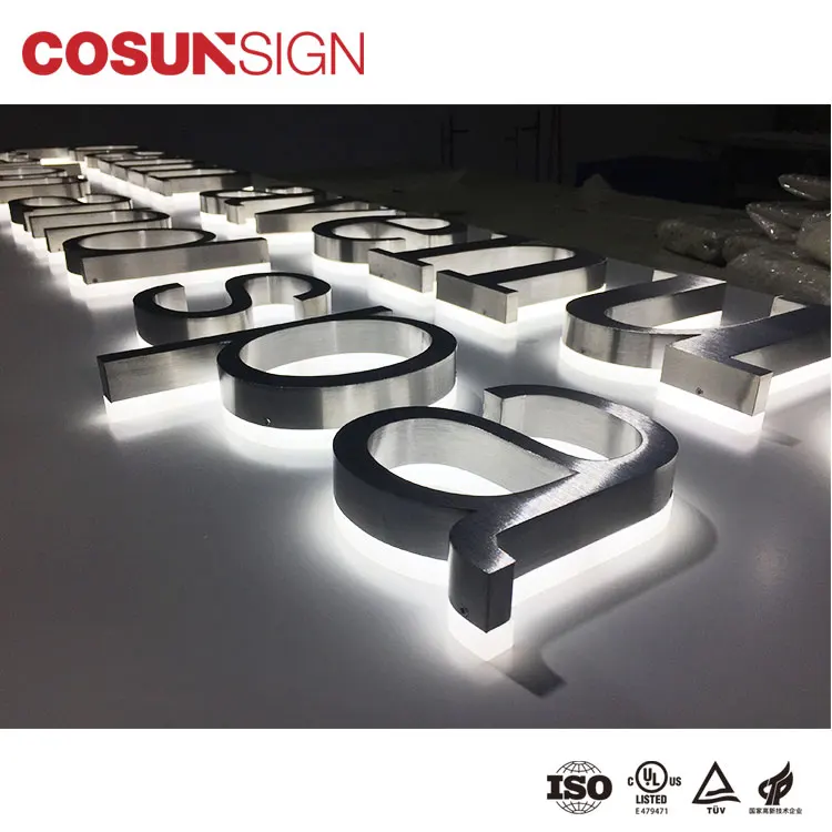 Wholesale Back Lit Laser LED 3D Custom Metal Wall Decor Sign for Companies Outdoor