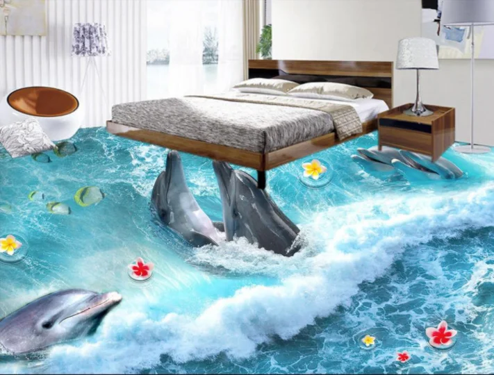 Bedroom Floor Tile Dolphin Patterns 3d Printing Ceramic Tiles