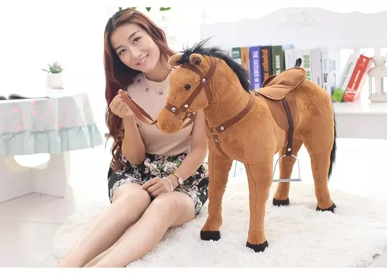Life Size 45'' Soft Stuffed Simulation Animal Plush Standing Horse Toy for Child(CE/EN71)