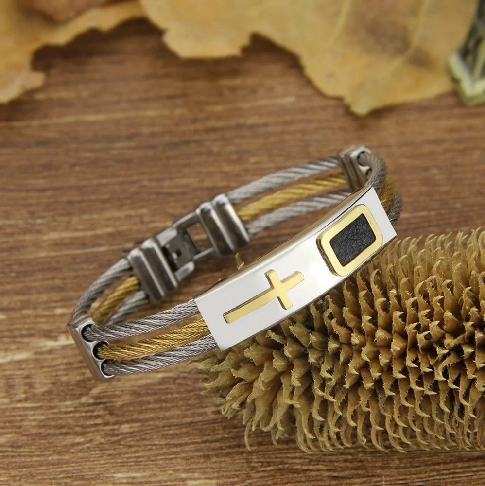 ファッションメンズステンレススチールトリプルワイヤーロープ編組友情