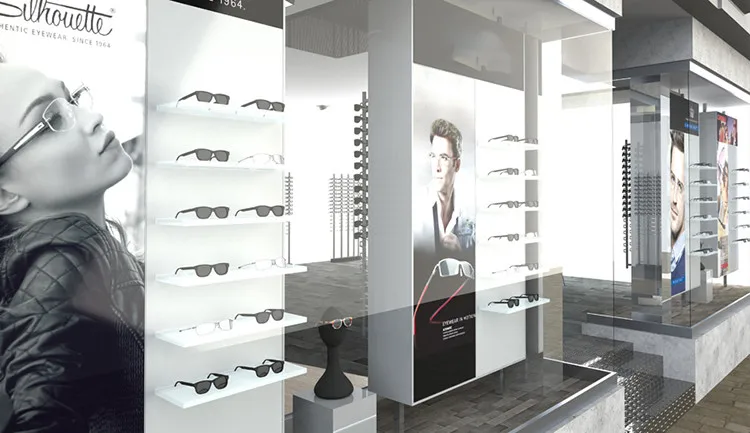 Wholesale Retail Glasses Shop Interior Display Furniture Optical Shop Glass  Displays Manufacturer Optical Window Displays