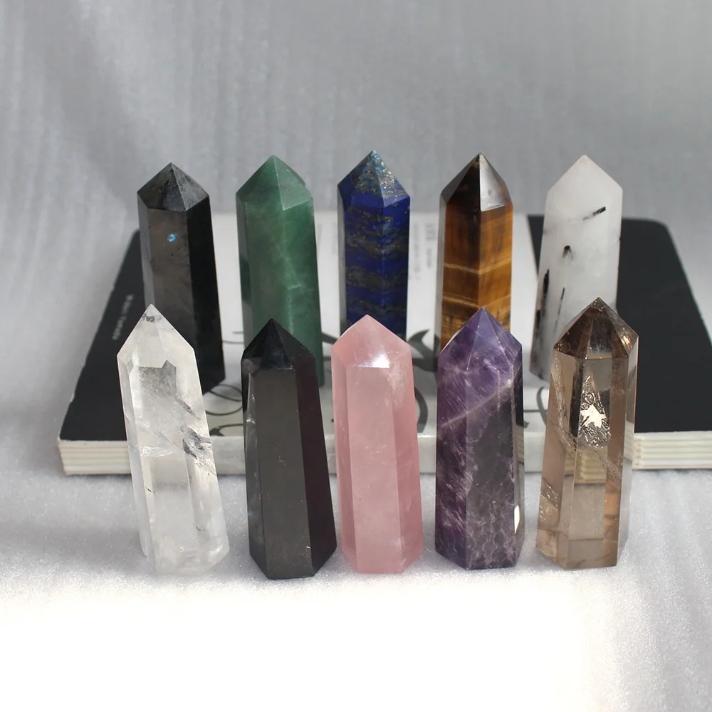 high quality natural crystals healing stones Clear Rose Quartz crystal Wand Crystal Point