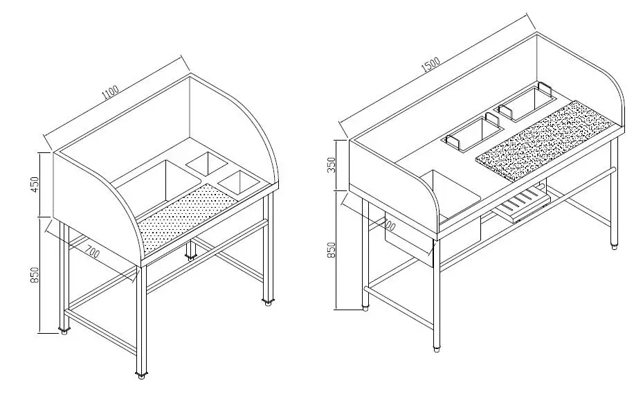 Table Fish Stainless Stainless Steel Fish Cleaning Sink Table for Commercial Kitchen with ...