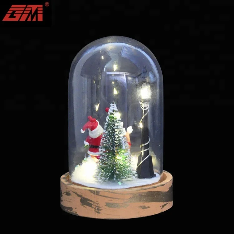 2022 factory direct sale new handmade christmas bell glass decoration with santa claus supplier