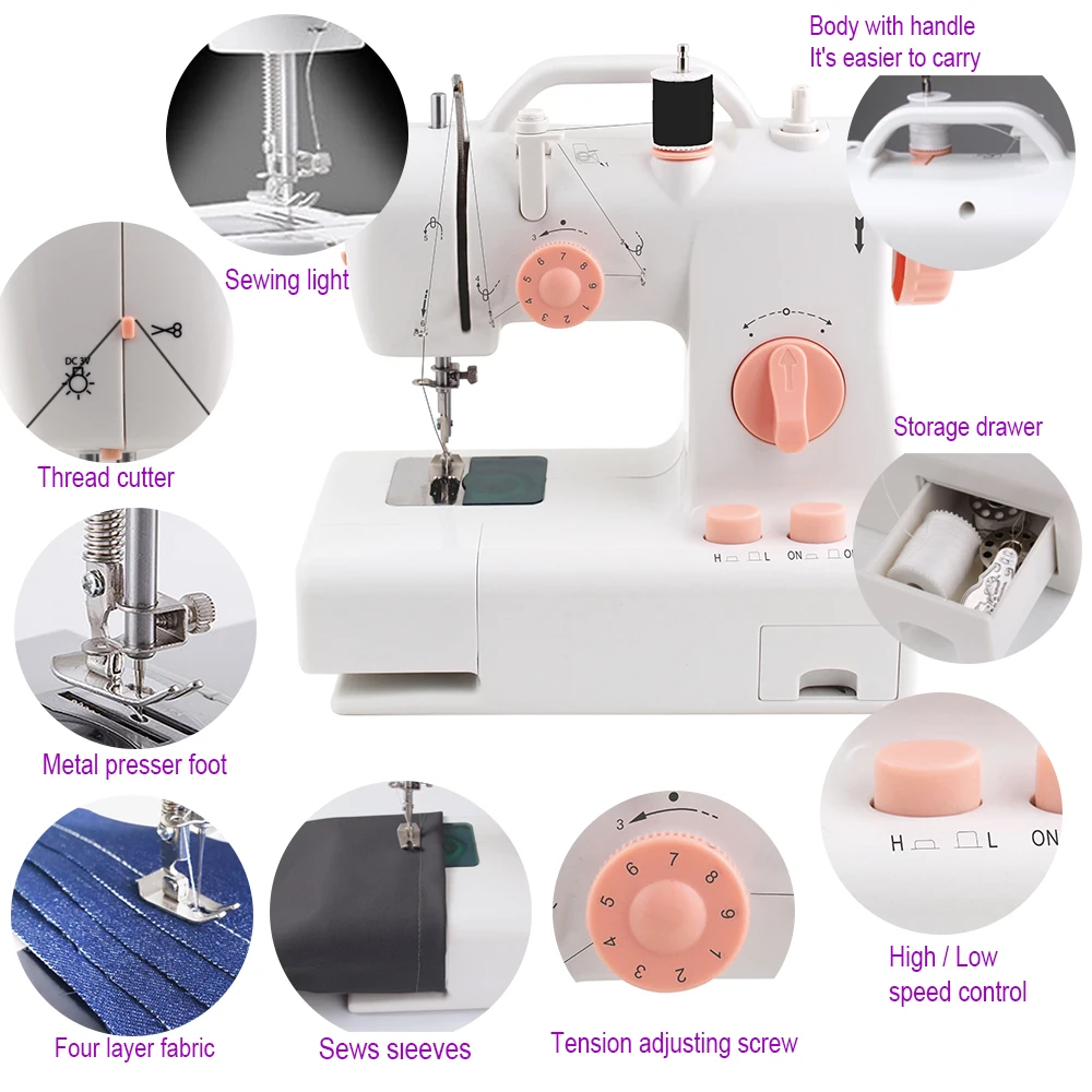 Mini Electric Household Sewing Machine Fhsm318 With Reverse Stitching