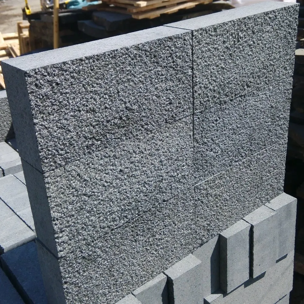 new g684 bush hammered black granite paver stones