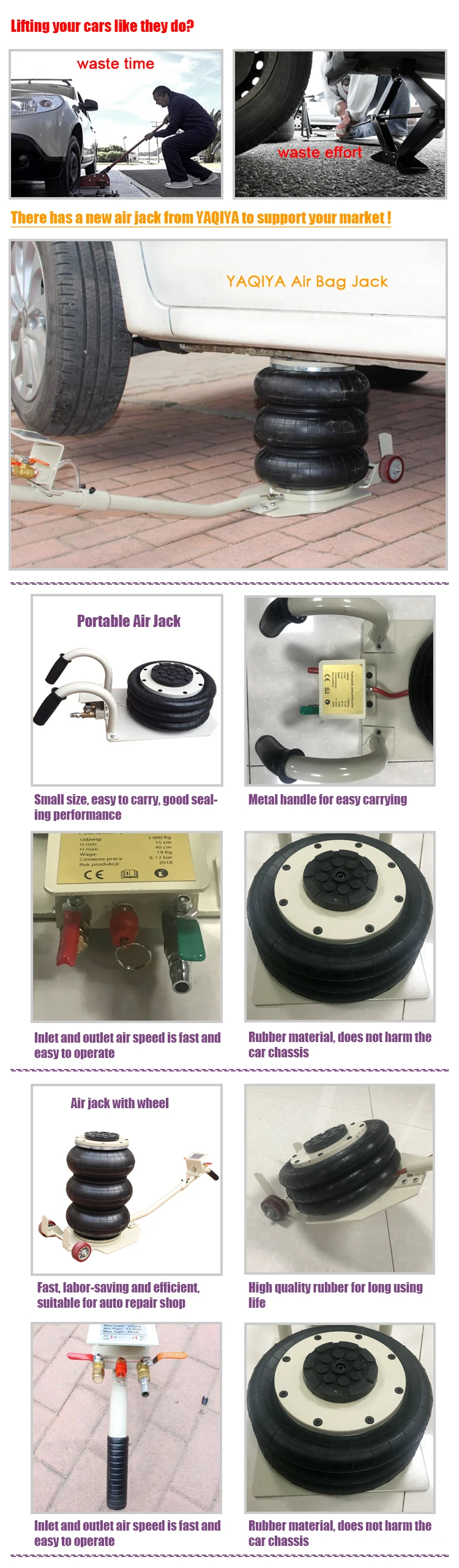 Automotive 3ton Portable Air Powered Balloon Air Jack For Car Air Bag