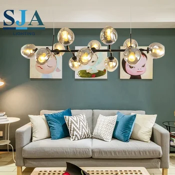Pure hanging glass balls light pendant chandelier modern for villa dining room